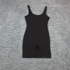 IRIS Romper Womens Large Black Ribbed Sleeveless Knit Biker Shorts One Piece